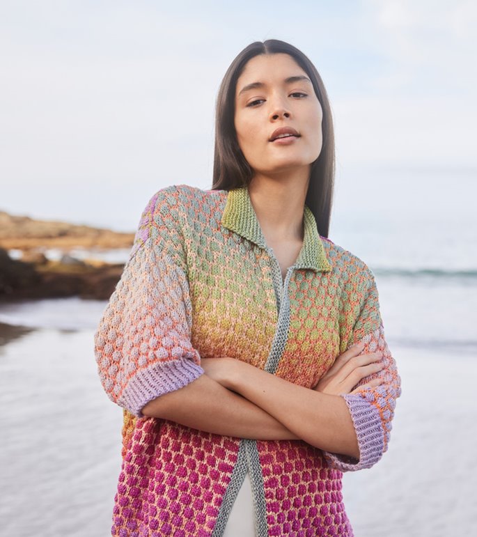 Lana Grossa КАРДИГАН, СВЯЗАННЫЙ УЗОРОМ В КРАПИНКУ Cotonella