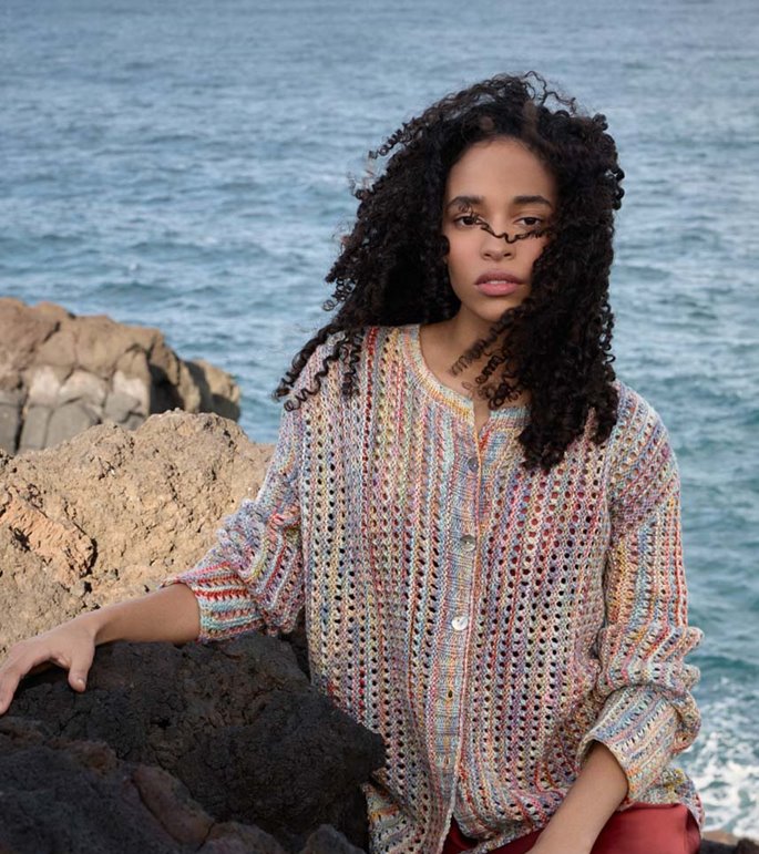 Lana Grossa JAKKE Cotonella Multi - Strikkeopskrift (NO)