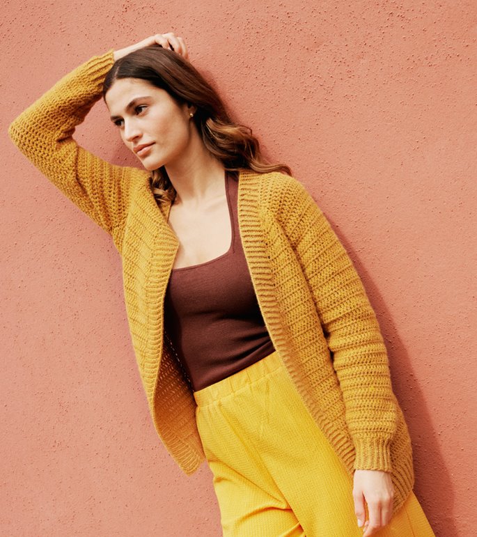 Lana Grossa HEKLET RAGLAN-CARDIGAN Ecopuno - Hekleopskrift (SE)