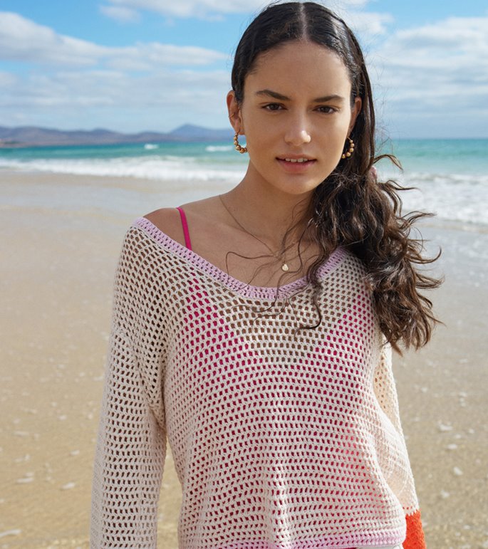 Lana Grossa PULL À MANCHES LONGUE EN MOTIF DENTELLE DÉCALÉ Campo