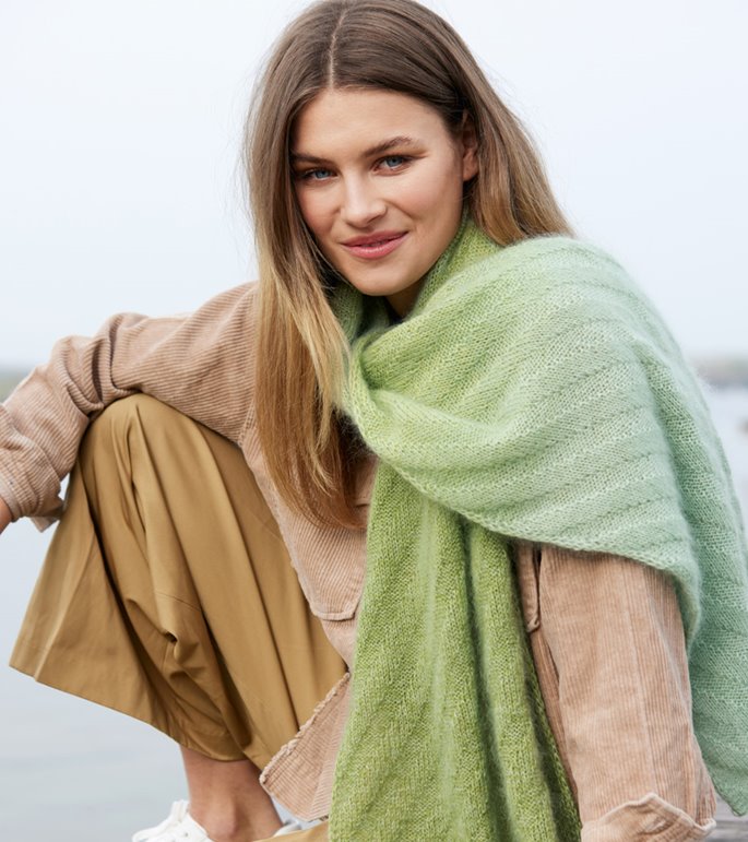 Lana Grossa SJAL Merino Lace Aquarell & Silkhair - Strikkeoppskrift (SE)