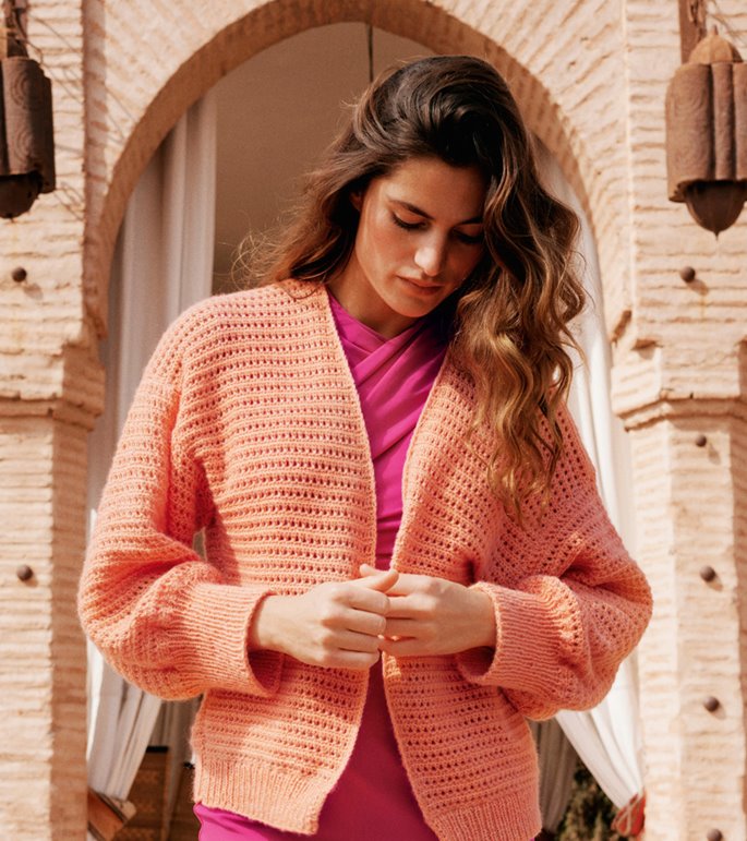 Lana Grossa HEKLET CARDIGAN Ecopuno - Hekleopskrift (SE)